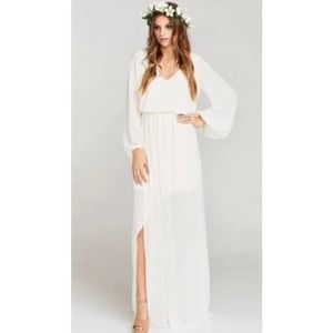 NWT NEW Show‎ Me Your MUMU Jocelyn White Long Sleeve Sheer Maxi Dress XL